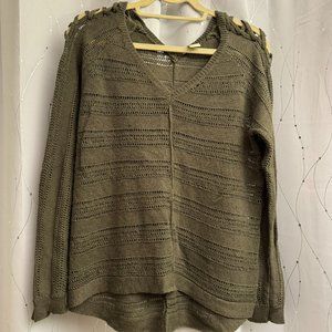 Lucky Brand Olive Sweater with sleeve cutout detail